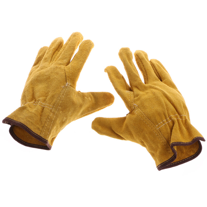 1Pair Cowhide Safety Protective Gloves Welding Welder Work Repair Wear-Resistant