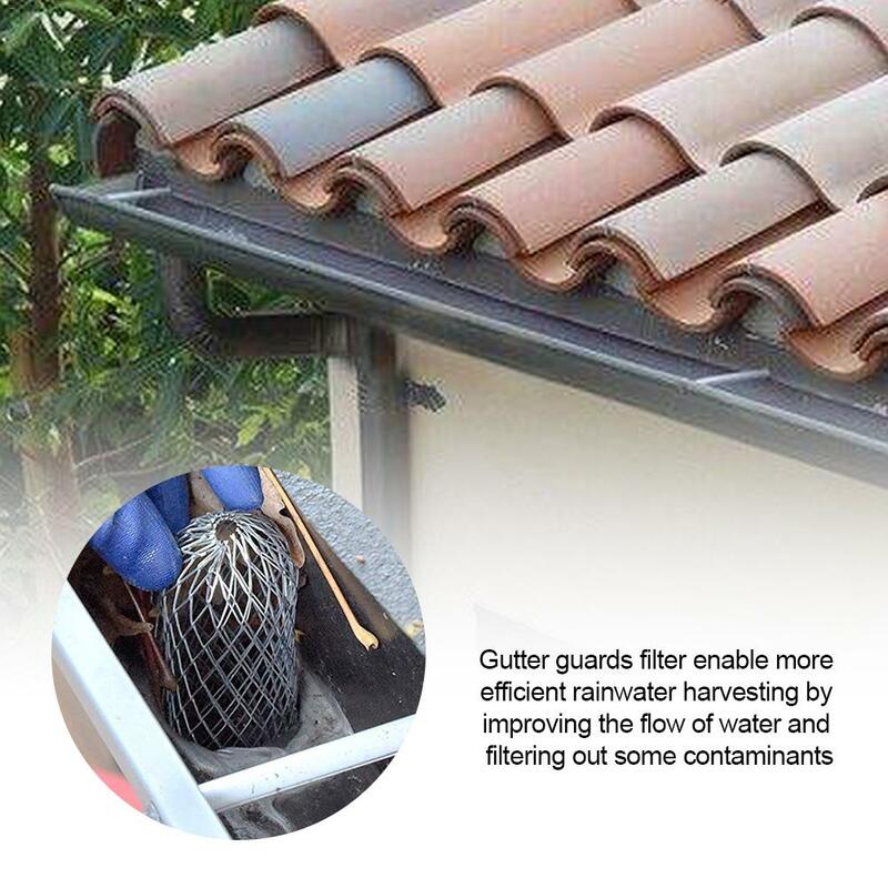 Filtros protectores de canalones de techo de 4 piezas, filtro de aluminio expandido de 3 pulgadas, evita el bloqueo de desagües de hojas, cubierta de red de drenaje de desechos
