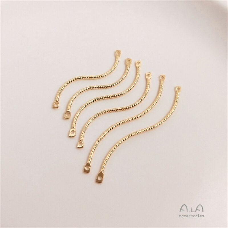 1pcs 14K Gold Plated Batch yarn wavy thread twisted rod double hanging S-shaped hanging rod DIY earrings accessories