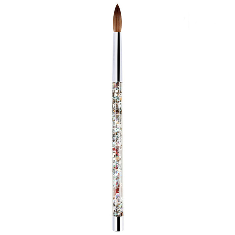 Pennello per Nail Art pennelli per pittura Glitter in Gel UV acrilico manico in cristallo penne per fiori intagliate in Nylon per strumenti di pittura per Nail Art