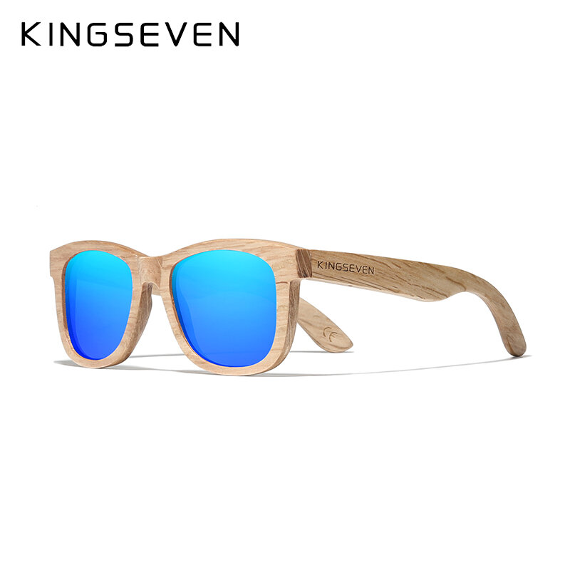 King seven óculos de sol polarizado, óculos masculinos feito à mão de madeira natural, 2021