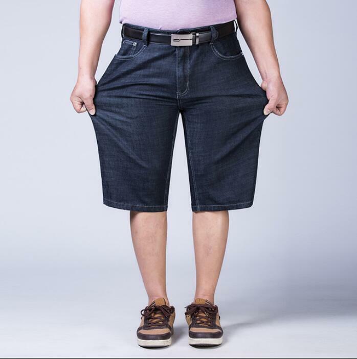 Plus size 9XL 10XL 11XL large size loose denim shorts summer men's shorts high waist elastic large size 52 54 56 blue black