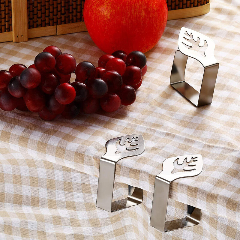1pc/4pcs Stainless Steel Tablecloth Clip Decorative Leaf Tablecloth Clamp Holder Table Cover Clamps for Picnic BBQ Wedding Decor
