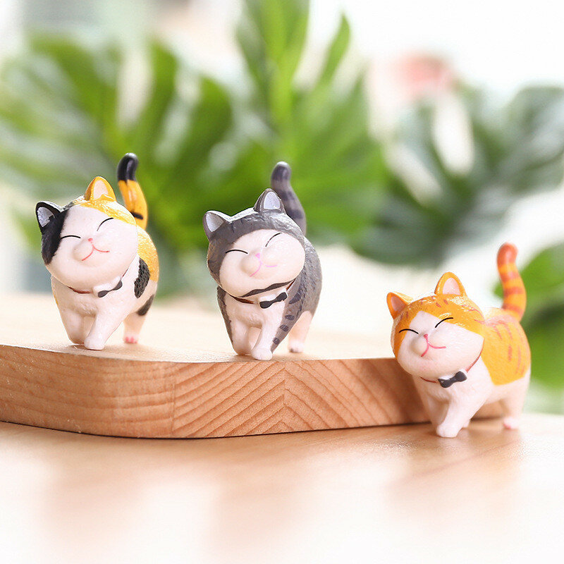 Ornamen Kucing Lucu Lucu Lonceng Kucing Hewan Peri Taman Patung-patung Aksesoris Dekorasi Rumah Desktop Model Hadiah Ulang Tahun Gif
