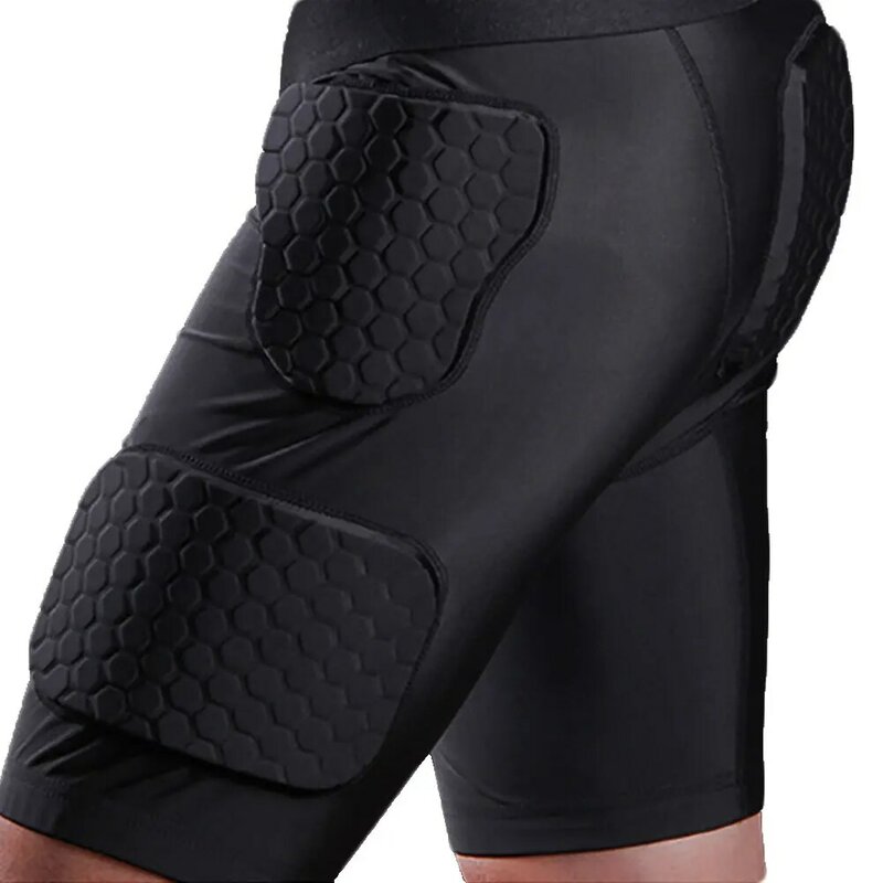 Pantalones cortos de protección acolchados para hombre, mallas de compresión, anticolisión, para fútbol, baloncesto