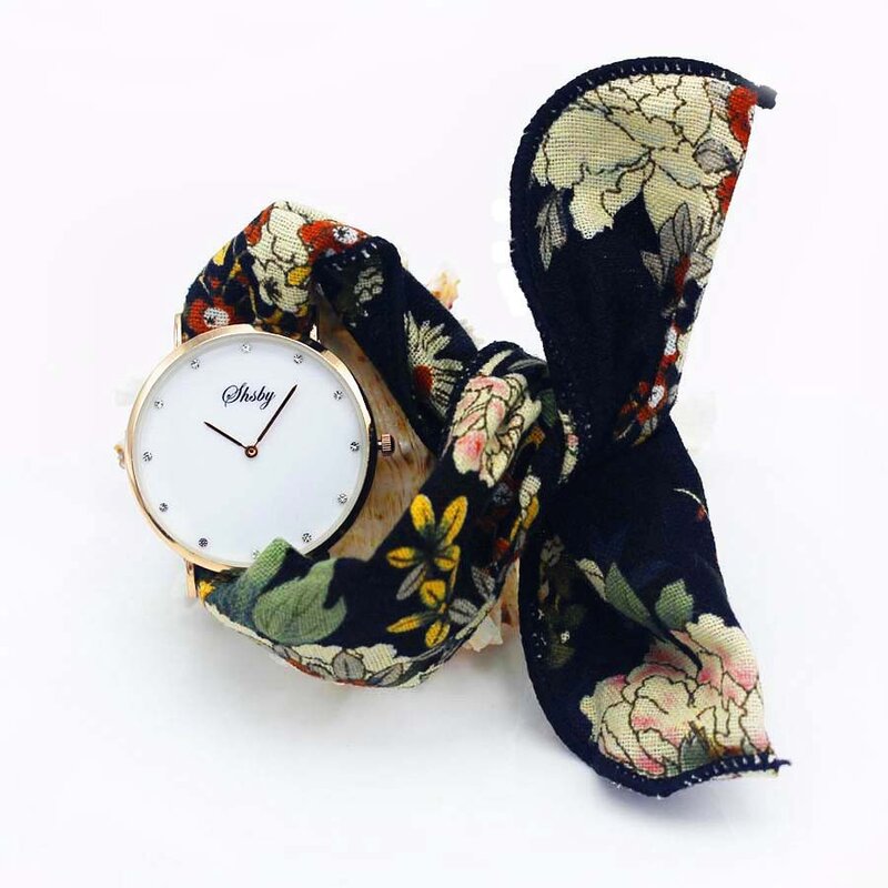 Shsby-Relógio de pulso feminino de pano de flor, relógio feminino, relógio casual de quartzo, relógio de tecido, novo estilo, moda, menina