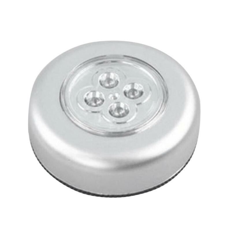 4 LED Touch Control Night Light lampada rotonda sotto l'armadio dell'armadio Push Stick On Lamp Home Kitchen camera da letto uso dell'automobile