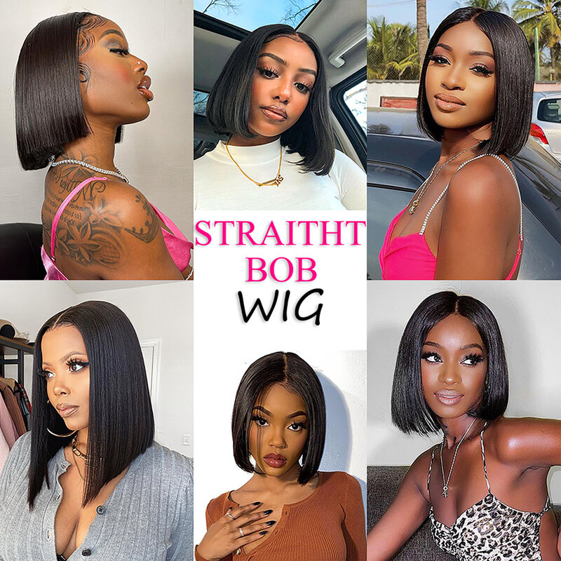 Stunning 13x4 HD Transparent Straight Lace Frontal Wigs - 12A Bob Wig | Pre-Plucked | Glueless Full Lace Front Human Hair Wigs