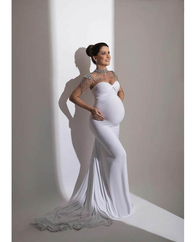 คลอดบุตรการถ่ายภาพ Props Rhinestone คริสตัลตั้งครรภ์ไหล่สร้อยคอผู้หญิงงานแต่งงานไหล่เครื่องประดับ