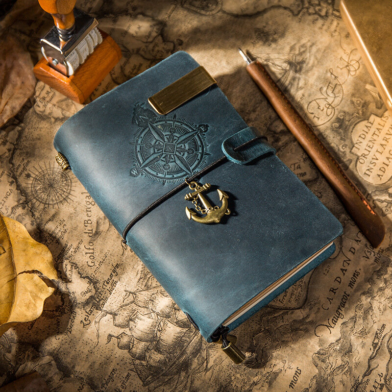 Bloc de notas de viaje Retro, cuaderno de cuero hecho a mano, cuaderno de estilo europeo Retro