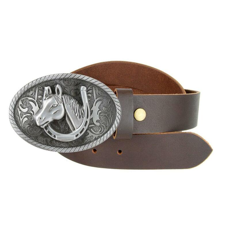 Hebilla de cinturón de cabeza de caballo plateado para hombre, vaquero occidental, accesorios de moda, 1 unidad