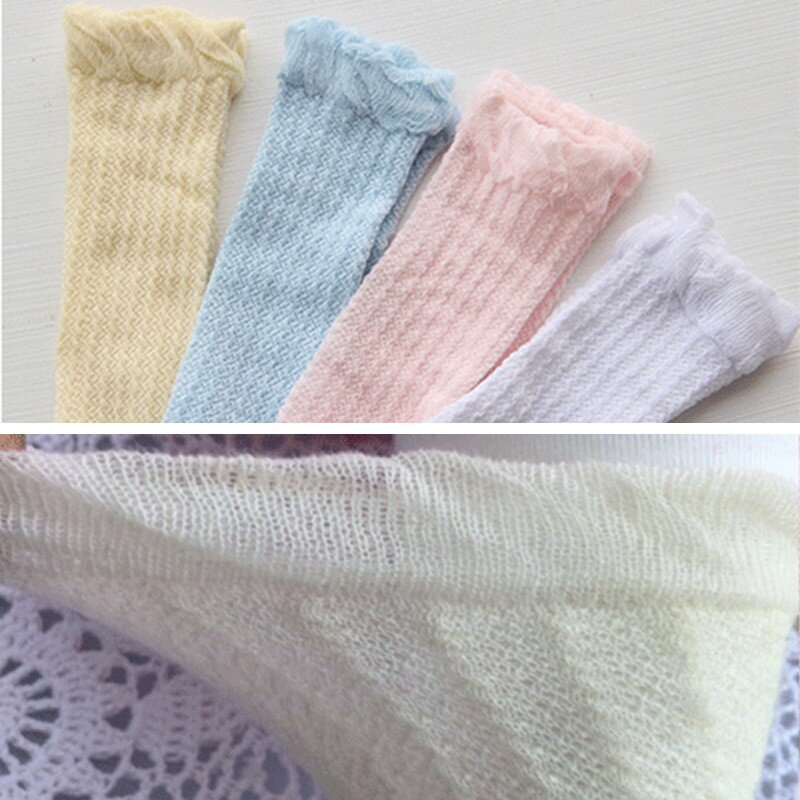 Calcetines largos antideslizantes para recién nacidos, medias hasta la rodilla, de malla de algodón, transpirables y suaves, de 0 a 4T