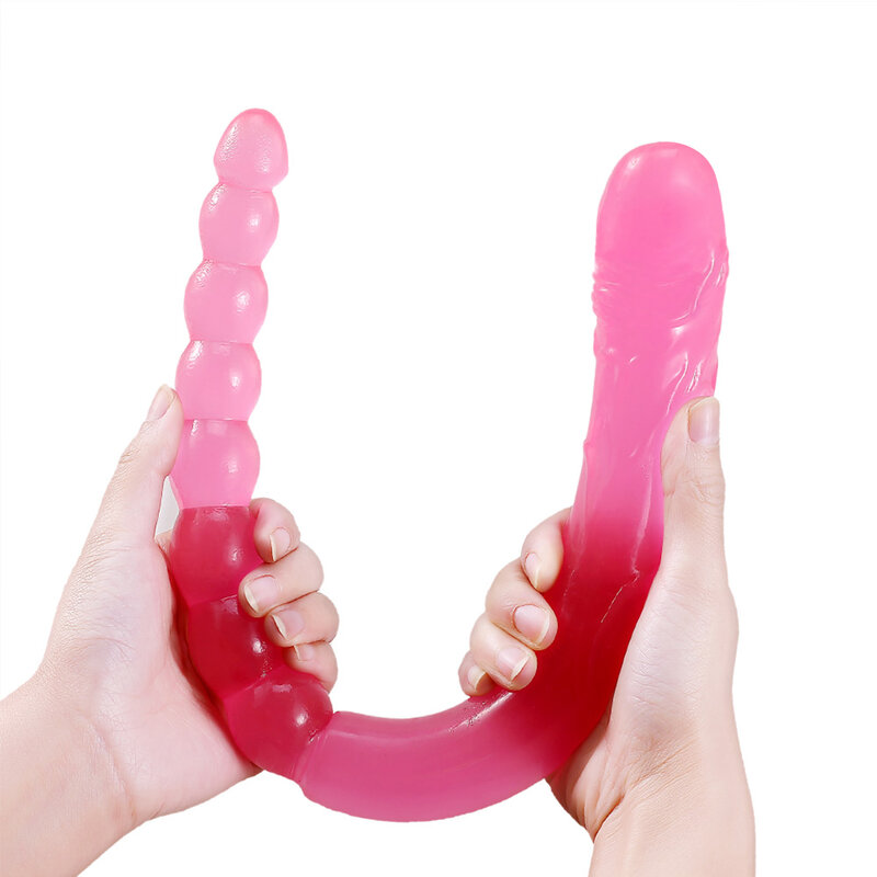 370mm Extra Long Soft Double Head Dildo Toy For Adult Flexible  Jelly Vagina Anal Women Gay Lesbian Ended Dong Penis Artificial