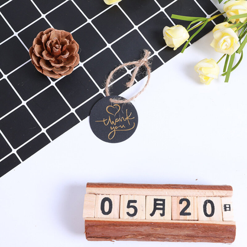 100pcs Hot stamping series hang tags black gift blessing decoration card paper Label tag Bookmark 5 selections
