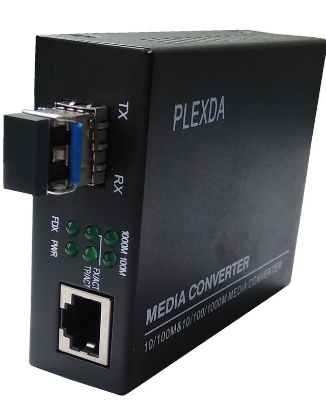 Plexda Fiber Media Converter-20กม.(12.42ไมล์) to Ethernet 10/100/1000M - Auto Sensing - Jumbo- LFP