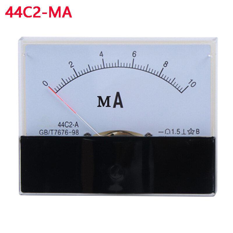 44C2 1mA 2mA 5mA 10mA 20mA 30mA 50mA 75mA 100mA 200mA 300mA 500mA DC Amperímetro analógico actual medidor de prueba mecánica Header amperímetro