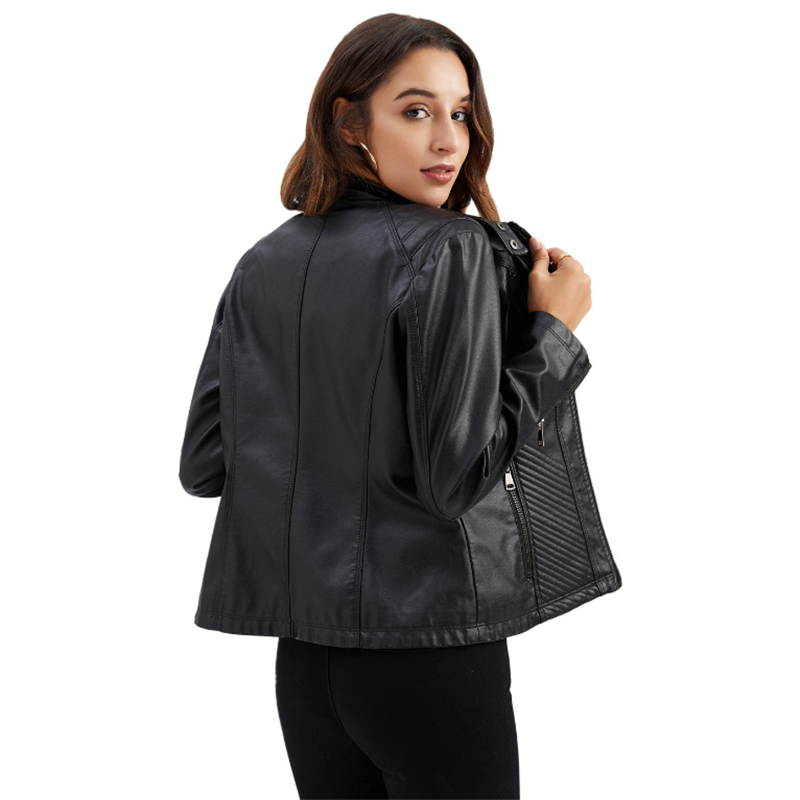 Женская кожаная куртка, мотоциклетная куртка из искусственной кожи, приталенная, большого размера, S-XXXL
