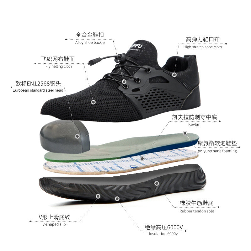 Chaussures Ryder indestructibles hommes et femmes en acier orteil Air bottes de sécurité chaussures de travail anti-crevaison chaussures respirantes