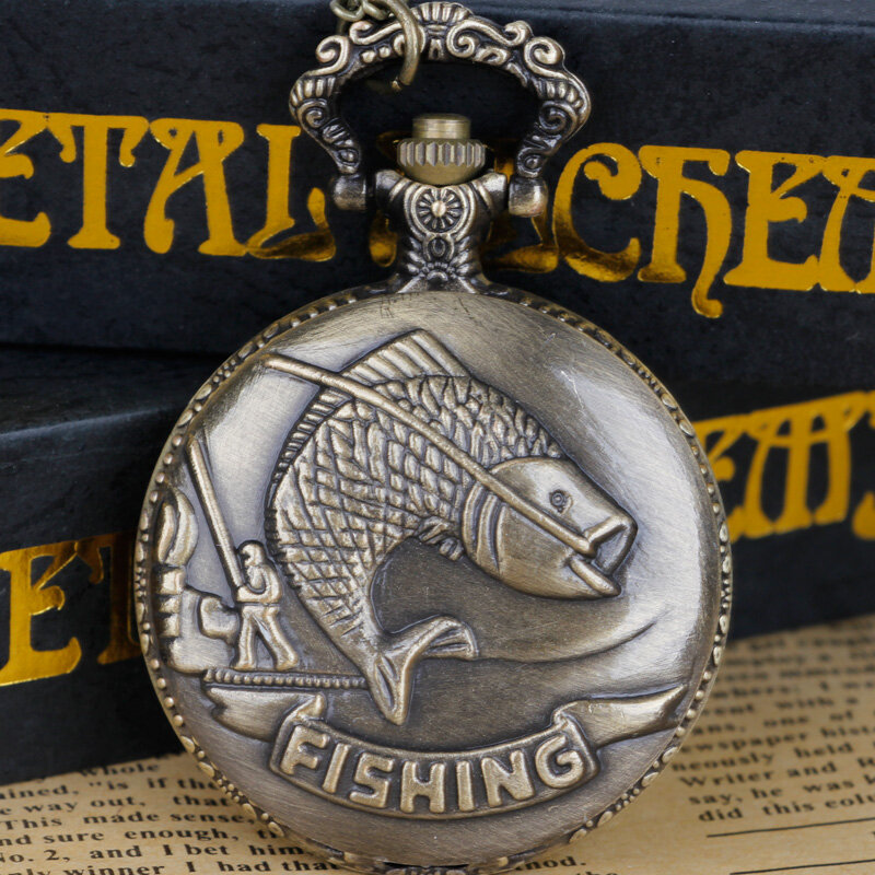 Steampunk Pocket Watches Pesca Fish Fob Watch Masculino Para Homem Mulher Relógio Presentes De Aniversário