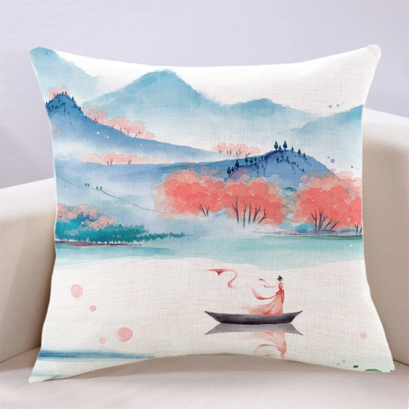 Christmas cushion cover ink printing pillow cover new year gift home car accessories sofa linen cushion cover