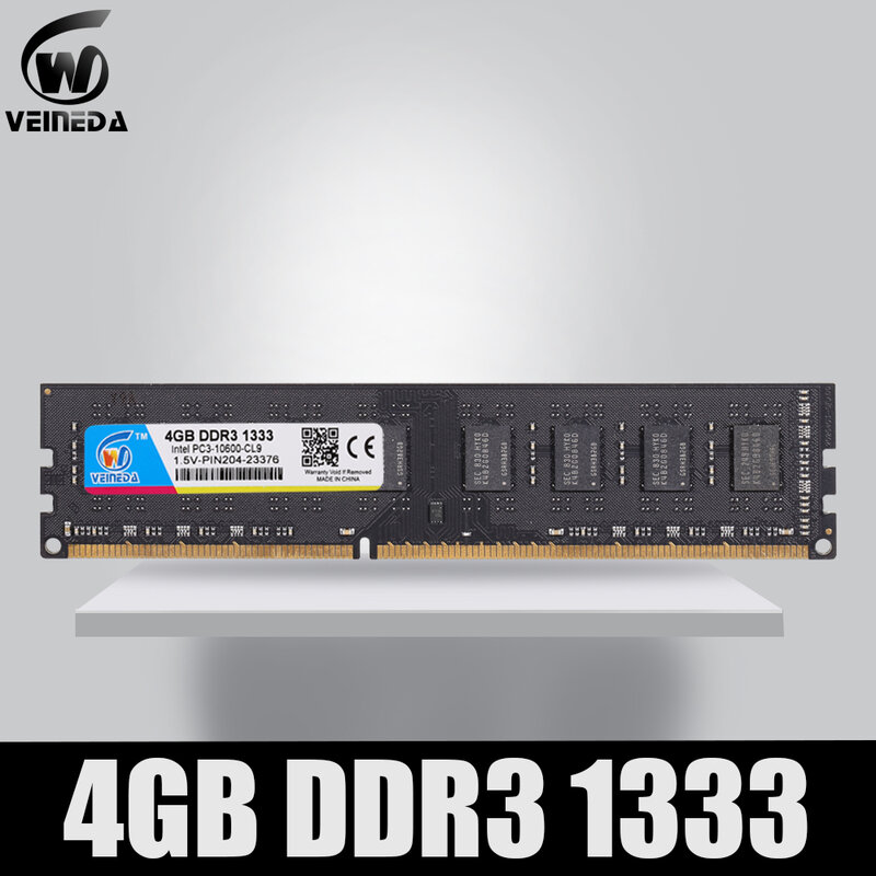 VEINEDA-memoria Ram DDR3, 4 gb, 1333Mhz, ddr 3 PC3-10600, Compatible con 1066 ,1600, 240 pines, para todos los ordenadores de sobremesa AMD Intel