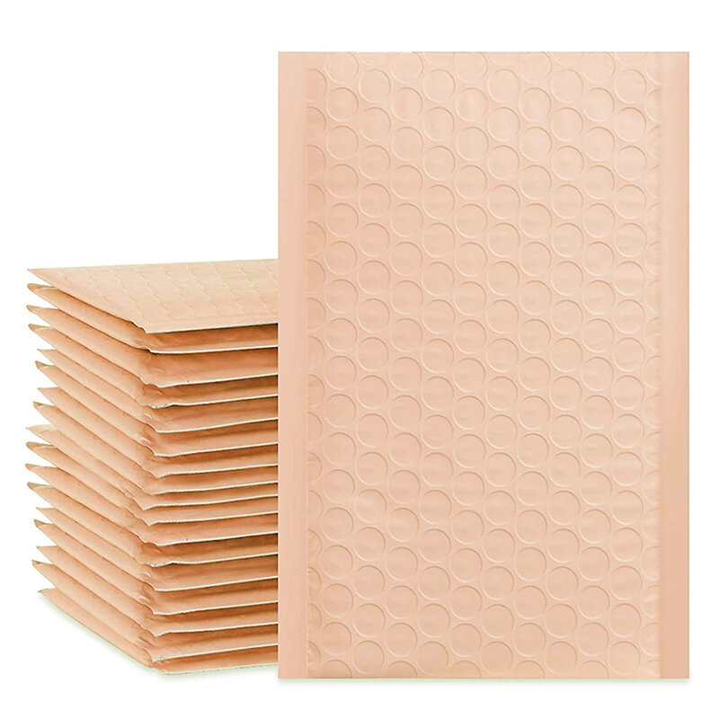 50 Buah Gelembung Mailer Nude Pink Poly Gelembung Mailer Diri Segel Empuk Amplop Hadiah Tas Kemasan Amplop Tas untuk Buku dan Hadiah