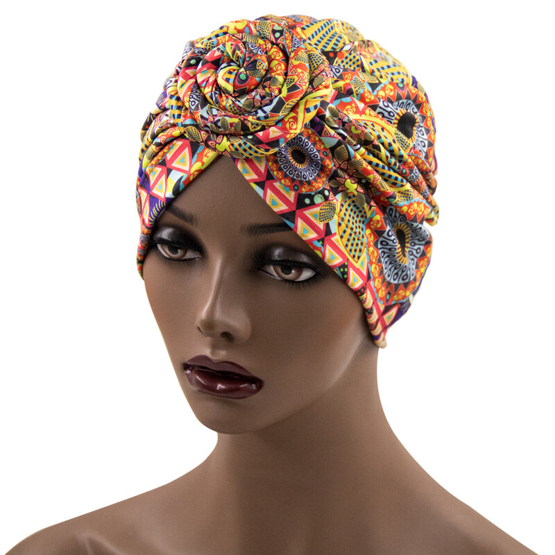 2021แฟชั่นยืดหยุ่น Hijab แถบสุภาพสตรี Turban แอฟริกันพิมพ์ Swirl Turban แฟชั่น Sole หมวกชุดแอฟริกันสำหรับผู้หญิง