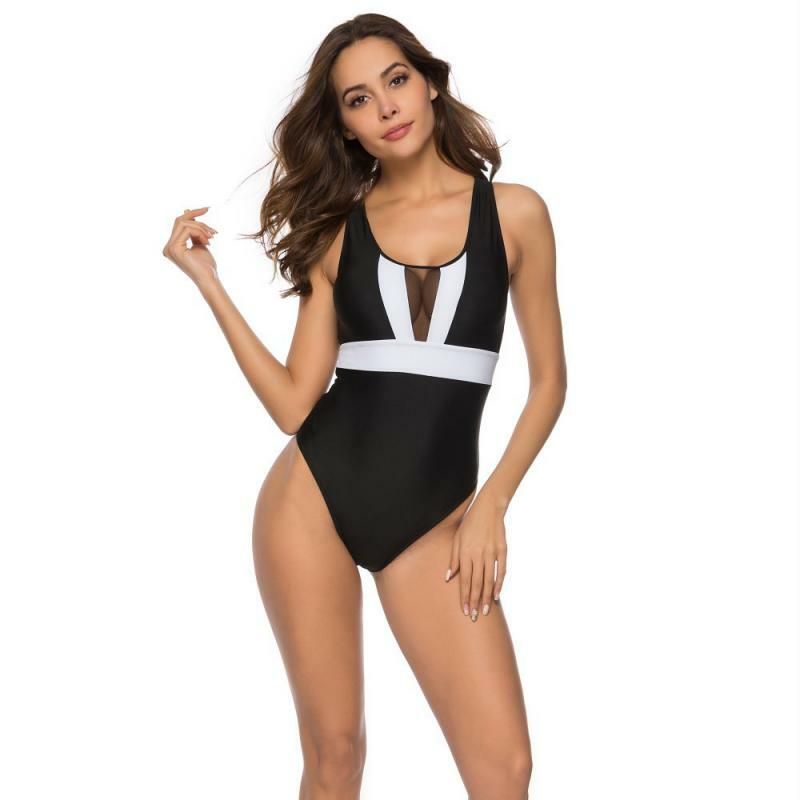 Doszywana siatka seksowny strój kąpielowy konserwatywna kamizelka koronkowe Bikini Push-Up sportowe damskie stroje kąpielowe