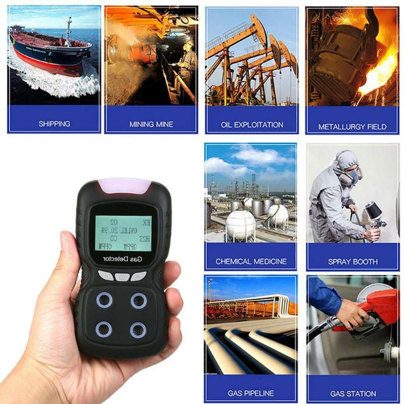 Sensor de fugas de Gas tóxico de seguridad Industrial LCD 4 en 1 CO O2 H2S Monitor de oxígeno Detector de Gas Digital Analizador de alarma de incendios medidor USB