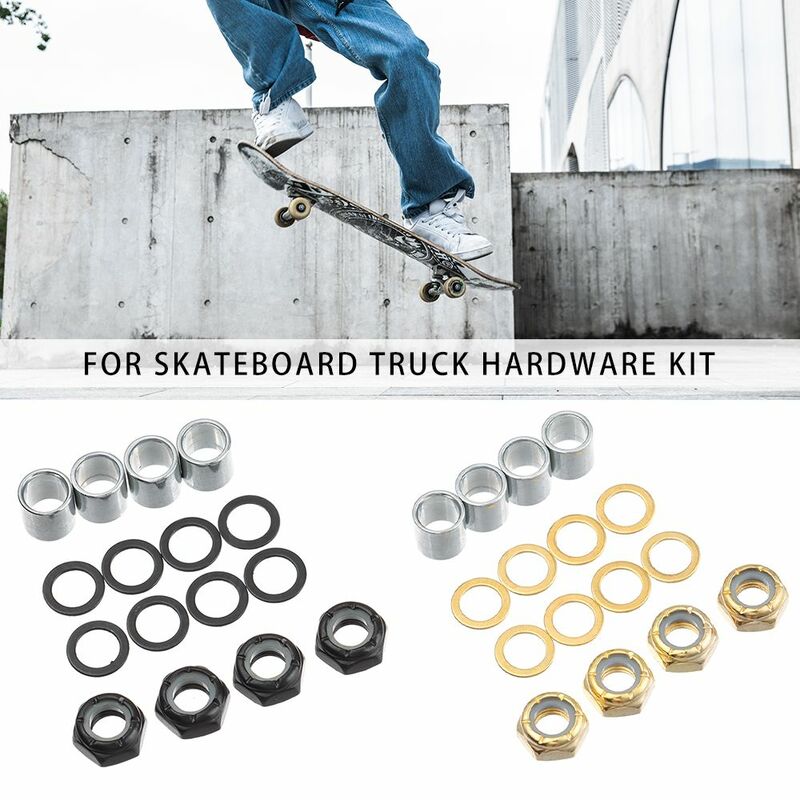 Accessoires noir/or, entretoises d'extérieur, écrous d'essieu, pièces de Longboard, anneaux de vitesse, quincaillerie de camion de Skateboard