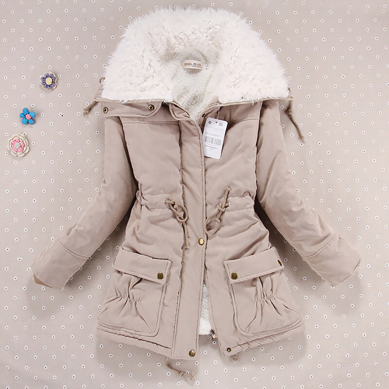 Women Winter Jacket Thicken Hooded Long Down Jacket Women Coat Slim Fit Hair Collar Cotton-padded Clothes Coat Women Down Coats