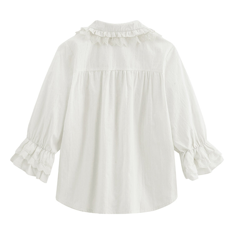 Lolita-camisas blancas para mujer y Niña Jk Cosplay, blusa elegante con puños de encaje, mangas acampanadas con volantes Peter Pan Vintage