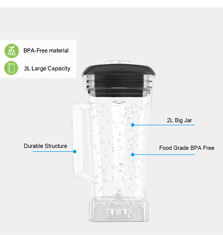 BPA الحرة 3HP 2200 واط الثقيلة التجارية الصف خلاط خلاط عصارة عالية الطاقة منتج أغذية الجليد عصير بار خلاط فواكه