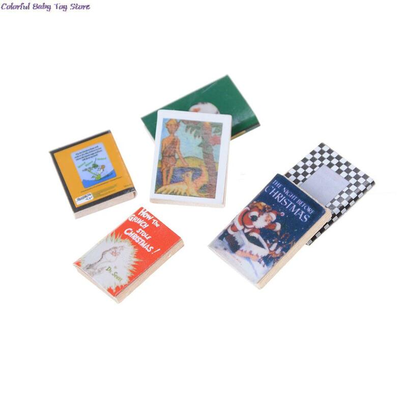 Miniaturas de casa de muñecas en miniatura, 1 unidad, accesorios 1:12, Mini libro de juguete, muebles de casa de muñecas en miniatura, libros de madera aleatorios
