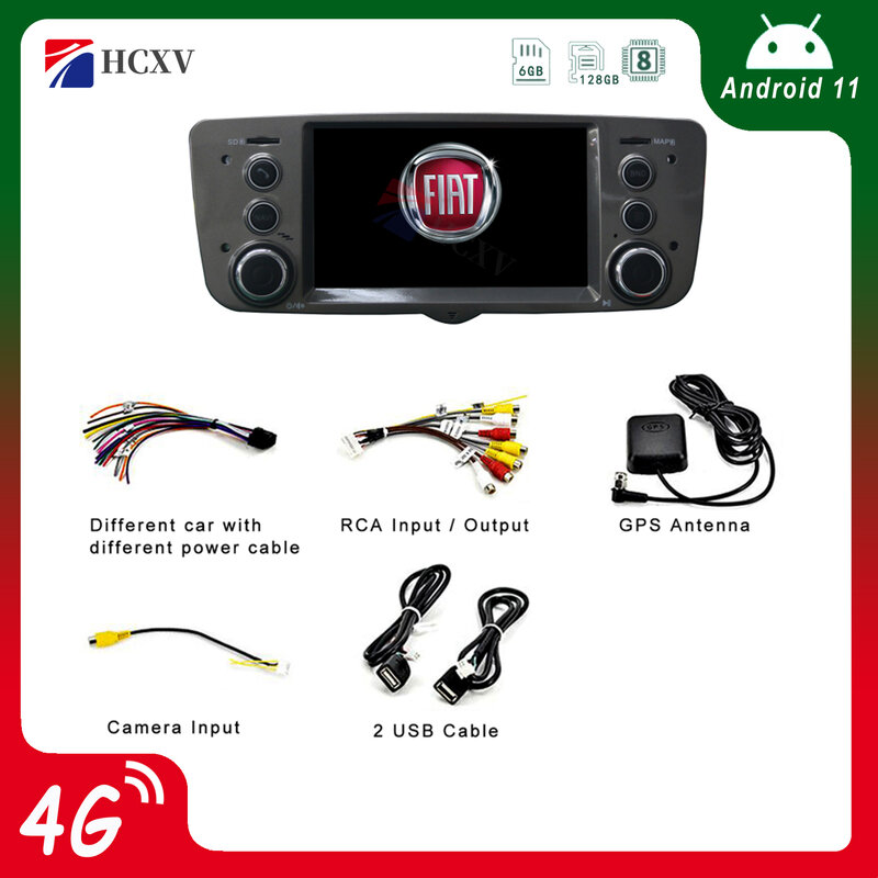 HCXV-Radio estéreo con Gps para coche, sistema Multimedia con Android, reproductor de Dvd, 5 pulgadas, para Fiat Palio