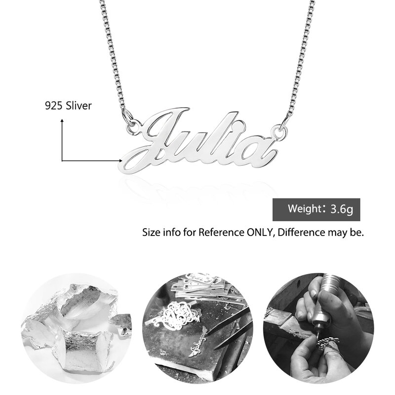 925 Sterling Silver Personalized Nameplate Letter Necklace Custom Name Pendants for Women Birthday Christmas Gift for Mother Mom