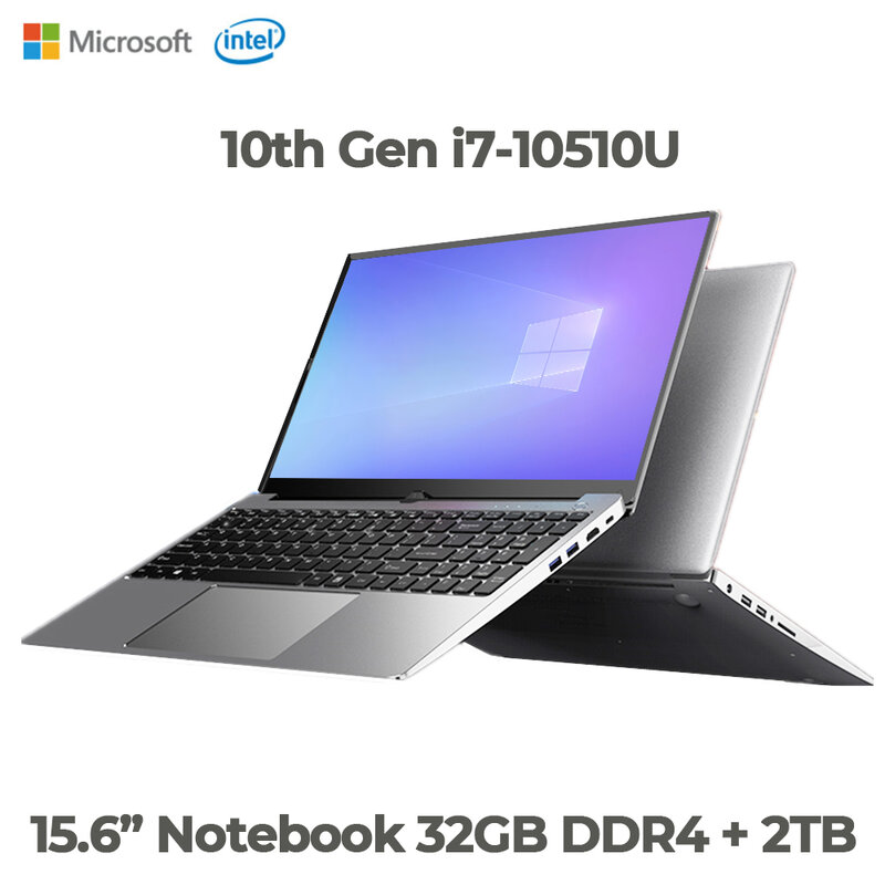 2022 Ultra บาง15.6นิ้วแล็ปท็อป10th Gen Intel Core I7-10510U 32GB DDR4 2TB M.2 SSD Backlit แป้นพิมพ์ windows 10 Gaming Notebook