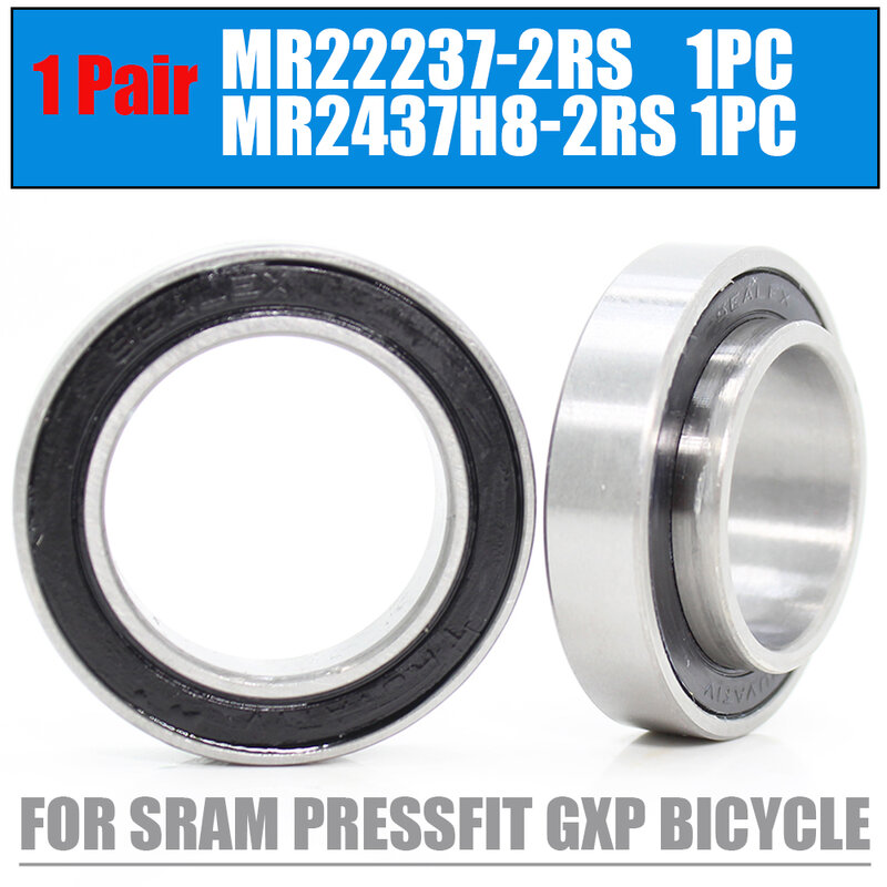 Juego de ruedas de 2 rodamientos de piezas para SRAM Pressfit GXP, piezas de reparación de soporte inferior de bicicleta, MR22237, MR2437H8, 24x37x8mm, 22,2x37x8x11,5mm