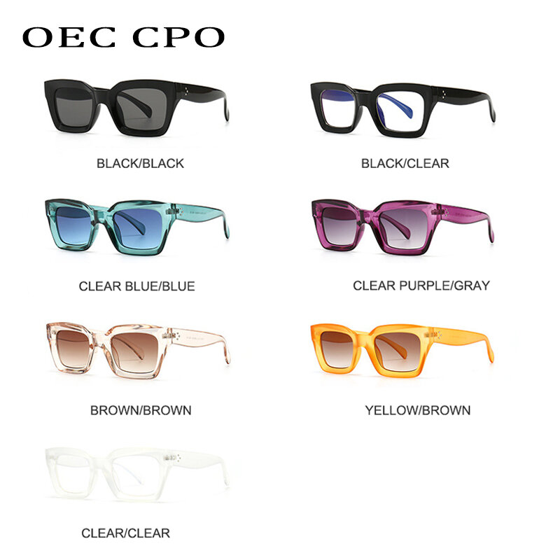 Cool สีสันแว่นตากันแดดทรงเหลี่ยมผู้หญิงใหม่ผู้ชายการออกแบบแบรนด์ Vintage แว่นตากันแดดแว่นตาผู้หญิงที่ไม่ซ้ำกัน Flat Top แว่นตา UV400