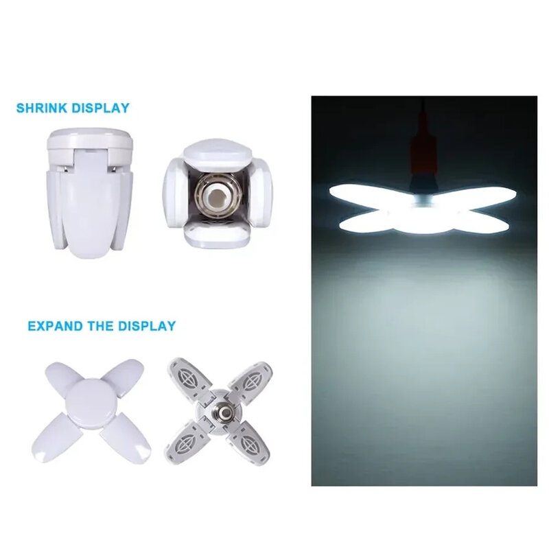 Bombilla LED plegable con ventilador para el hogar, Panel de luz de techo, decoración de habitación, CA de 110V, 220V, 28W, E27