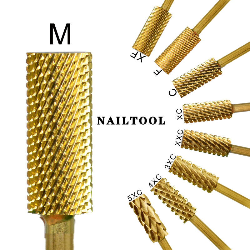 NAILTOOLS 5.35 Small barrel Gold Tungsten steel Carbide gel polish rotary grinding head manicure pedicure foot accessories