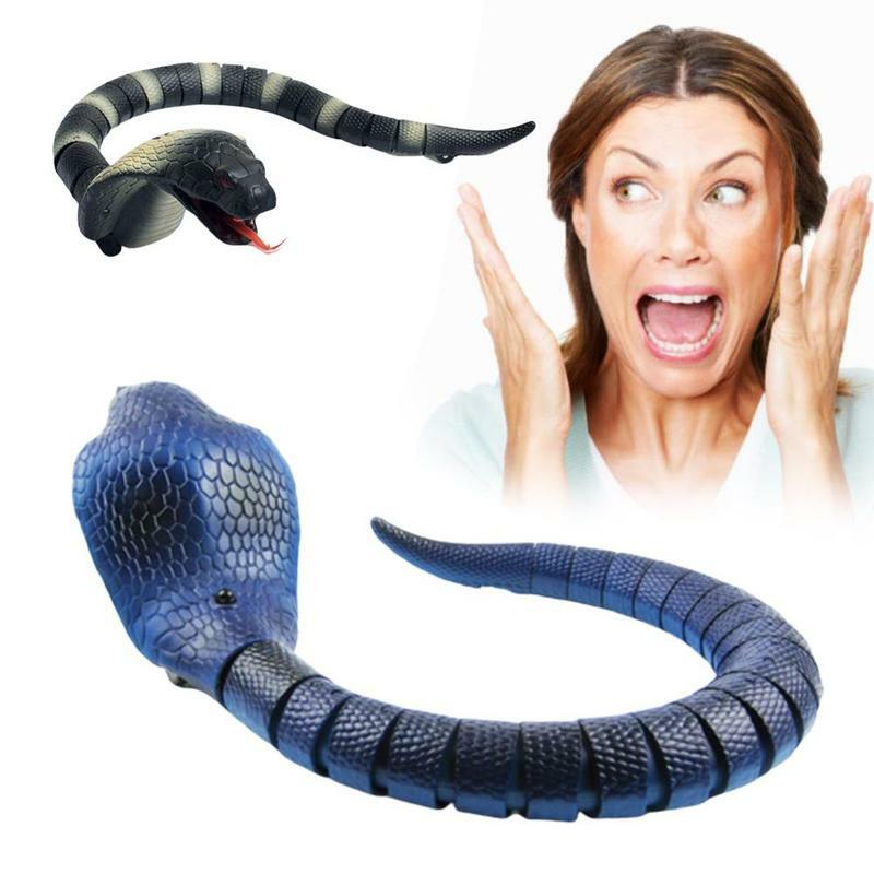 44cm Remote Control Realistic Snake Toy With Flash Light Retractable Tongue Swinging Tail USB Charging Cable Prank Toys
