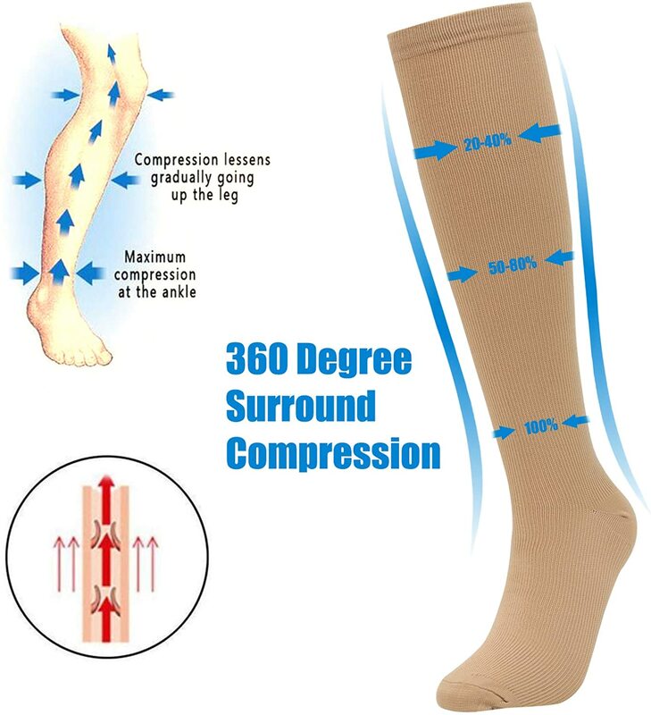 Chaussettes de sport de compression pour hommes et femmes, bas de course au genou, œdème médical, varices, 30mmHg, 5 paires par paquet