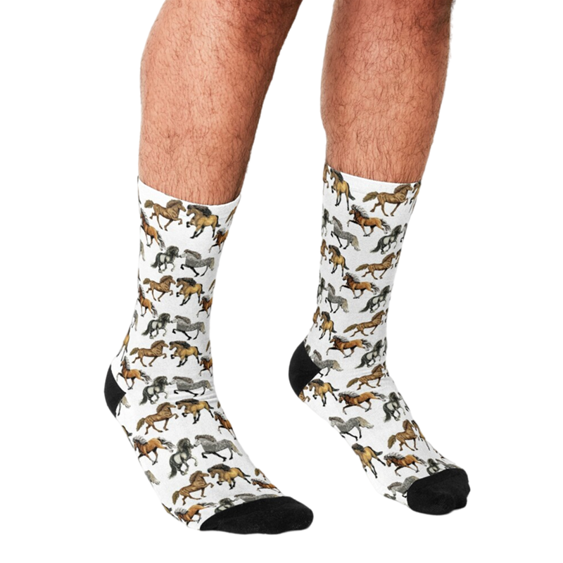 Забавные мужские носки, исландские лошади в толте, мужские счастливые носки с принтом в стиле хип-хоп, милые мужские носки в уличном стиле, Необычные носки для мужчин
