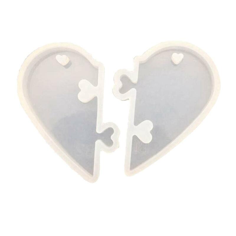 Molde de silicona con forma de corazón de amor, fabricación de joyas de resina, colgante artesanal, artesanía