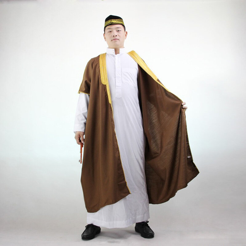 Muzułmańskie hafty kawalerskie islamska odzież mężczyźni Kaftan etap mowy Pakistan Abaya Graduation Jubba Thobe długi płaszcz Arabia saudyjska