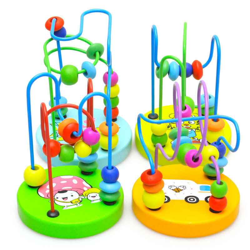 Mini Montessori Mainan Kayu Anak Lingkaran Manik Kawat Labirin Roller Coaster Balita Awal Teka-teki Pendidikan Mainan untuk Anak-anak Bayi