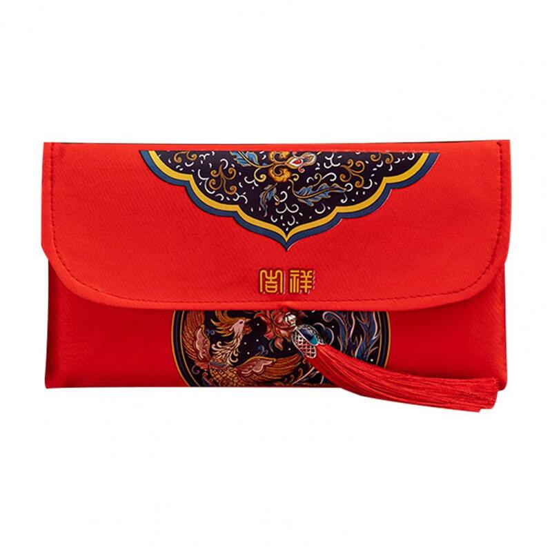 Traditional Lucky Money Bag HongBao Faux Silk Visiting Relatives Red Envelope Chinese New Year 2022