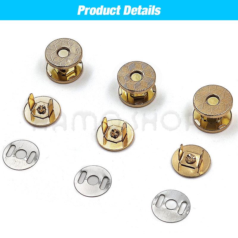 10sets/lot 10mm-18mm Magnetic Buttons Bags Magnet Automatic Adsorption Buckle Metal Thin Buttons Snaps DIY Walle t Buttons