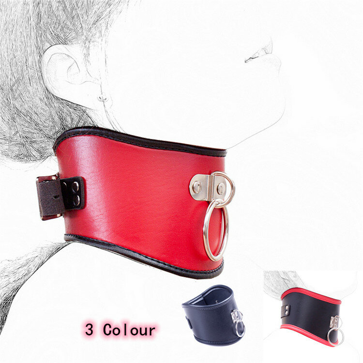 3 Colour Adjustable Leather Neck Stretching Posture Choker Neck Collar Gothic Roleplay Costume for Men Women Cosplay